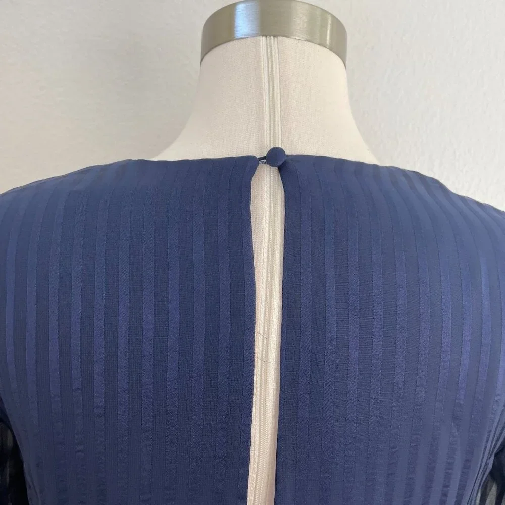 Bardot Womens 6 Navy Blouse Smocked Waist Long Sleeve Shirt Top - Picture 7 of 11